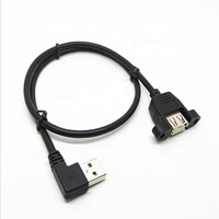 Câble d'extension USB 2.0 mâle vers femelle à angle droit pour montage sur panneau