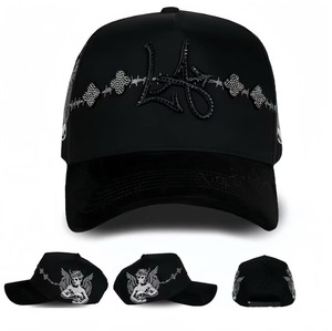 Gorras de Gamuza Bordadas Personalizadas OEM/ODM, Gorras Estructuradas de 5 Paneles, Gorras Barbas Originales, Gorras Barbas Doradas con Caja - Product Image 1