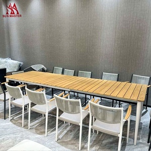 Muebles de Patio Jardín Cena grande Mesa y sillas extensibles Madera de teca Hotel Restaurante Al Aire Libre Mesa de comedor de 10-12 plazas - Product Image 2