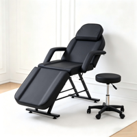 Table de massage et de soin du visage pliable et réglable manuellement en métal pour salon de beauté et extensions de cils