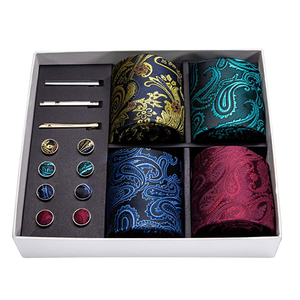 Китайские мужские галстуки 3 шт., коллекция жаккардовых тканых галстуков + подарочная коробка - Product Image 1
