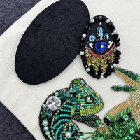 Patchs brodés 3D faits main en PVC perlé à coudre, motifs animaux (caméléon, oiseau), à pampilles, ou en forme de médaille, pour la décoration de vêtements, chaussures et sacs