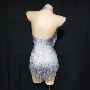 Disfraz <span class=keywords><strong>Gese</strong></span> Tassel Light Diamond Sin mangas Sexy Azul Verde Rojo Multicolor Pantalones cortos Baile Latino Rhinestone Malla Mono - Product Image 3