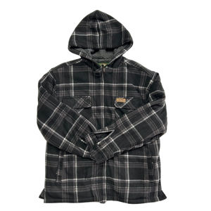 All'ingrosso uomini pesanti in poliestere a <span class=keywords><strong>quadri</strong></span> camicie di flanella oversize con cerniera giacche con colletto con cappuccio a maniche lunghe per l'inverno - Product Image 2