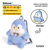 Sac à dos personnalisé en forme de pingouin bleu, sac en peluche doux, animal en peluche mignon, compagnon de voyage, mini cadeau pour adolescents et adultes