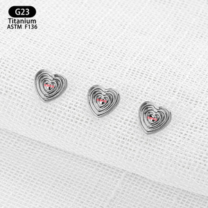 Bijoux de piercing en titane F136 en forme de cœur, 7 mm x 6,5 mm, clous d'oreilles unisexes, tête de remplacement - Product Image 2