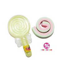 Emballage de bonbons personnalisé halal saveur de fruit doux coton confiserie coloré en forme de rouleau sucette torsadé guimauve