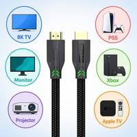 Câble HDMI 2.1 certifié ultra haute vitesse 8K 48 Gbps 8K60Hz 4K120Hz 10K HDR plaqué or tressé en nylon pour PS5 Xbox TV