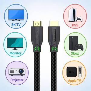 Cable HDMI 2.1 Certificado de Ultra Alta Velocidad 8K, 48Gbps, 8K60Hz, 4K120Hz, 10K HDR, Chapado en Oro, Trenzado de Nailon, para PS5, Xbox, <span class=keywords><strong>TV</strong></span> - Product Image 6