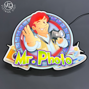 Insegna Luminosa LED Personalizzata con Logo Cartoon Mr. Photo, Stampa Completa per Studio Fotografico e Vetrina Negozio - Product Image 5