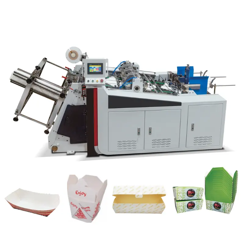 Tam otomatik Servo sistemi kağıt yemek kabı kraft karton yapma makinesi Hamburger kutu yapma makinesi karton montaj makinesi