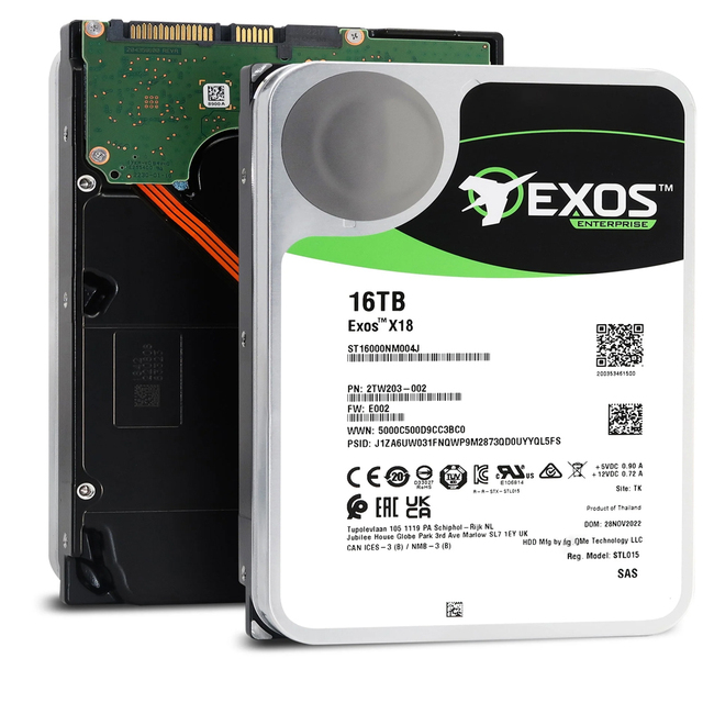 Exos X18 ST16000NM004J 16TB Enterprise HDD SAS 12Gb/s 7200RPM 256MB 3.5 Inch Data Center Hard Drive