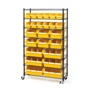 8 שכבות מדף אחסון פח עם אישור NSF בדרגה מסחרית מערכת מדפי חוטי פלדה מתאים 24 פחים צהובים מתלה חוט שחור - Product Image 1