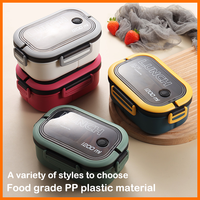 Lonchera Bento de 1200 ml con Asa, Apta para Microondas y Lavavajillas, con Bolsa, Tazón para Sopa, Impresión Opcional, MOQ Bajo, Logotipo Personalizado, Regalo