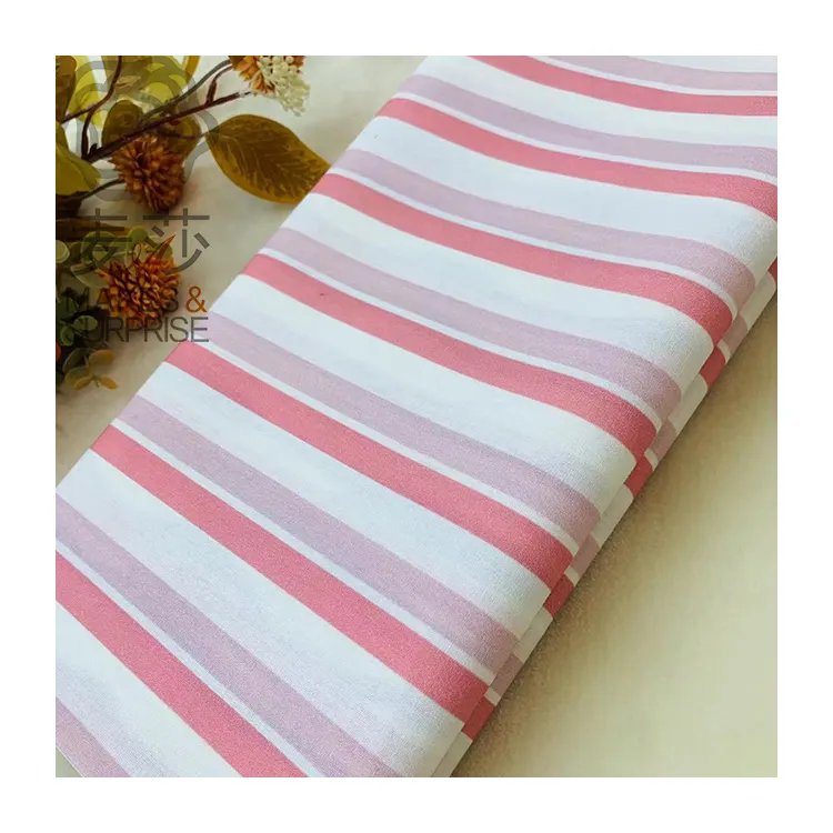 2024 tessuto di puro cotone maglia tessuto elasticizzato rosa bianco strisce di puro cotone tessuto per abbigliamento cuscini camicette biancheria da letto