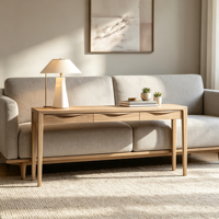 Console moderne en bois de chêne massif avec tiroirs de rangement pour villa, appartement, hôtel, salon