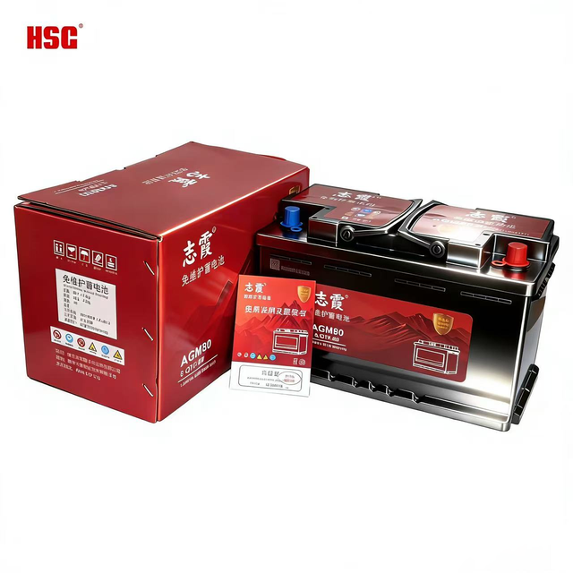 ZX&HSG AGM80 12V 80Ah CCA 800A High Performance Universal Car Battery with 12-Month Warranty for Starting Power