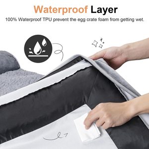 Luxury Large <strong>Dog</strong> &amp; Cat Bed Orthopedic Washable Memory Foam Velvet Eco-Friendly Grey Waterproof 40x32x6.5" for <strong>Couch</strong>/<strong>Sofa</strong> - Product Image 4