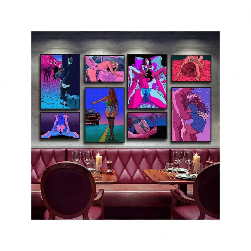 Modern romantik kadın erkek çıplak seksi vücut tuval boyama soyut posterler ve baskılar tutku duvar resimleri için oturma odası dekor