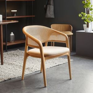 Silla de Comedor de Estilo Nórdico Moderno, Estructura de Madera Maciza, Respaldo con Cojín Acolchado, Asiento con Cojín, Ecológica, Duradera, Muebles para el Hogar y la Oficina - Product Image 4