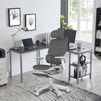 Chaise de bureau moderne à dossier haut pour direction, chaise d'ordinateur grise, ergonomique et pivotante en métal durable