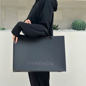 Tùy Chỉnh Thẻ Màu Đen Giấy Sang Trọng Mua Sắm Túi In <span class=keywords><strong>Offset</strong></span> Cho Doanh Nghiệp Nhỏ Mang Nhãn Hiệu Logo Vật Liệu Tái Chế Bông Sợi Dây Thừng - Product Image 2