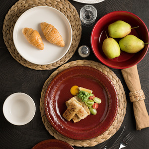 <span class=keywords><strong>Vajilla</strong></span> de Cerámica Retro Roja y Blanca, Platos y Tazones Pintados Bajo Esmalte, <span class=keywords><strong>Vajilla</strong></span> Nueva para el Hogar - Product Image 3
