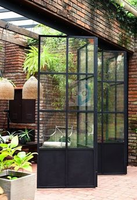 Portes coulissantes pliantes en acier et verre modernes - Portes pliantes à double vitrage à rupture de pont thermique pour hôtels et commerces