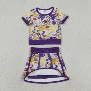 RTS Fashion University Team <b>Mascot</b> Bows Little Girls T-Shirt Skorts Skirt Shorts Liner Outfits Cheer Sister Kids Clothing Sets - Product Image 6