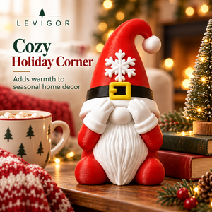 LEVIGOR Christmas Santa Gnome Figurine Red White Plastic Decor Shelf Styling Holiday Ornament - Product Image 5