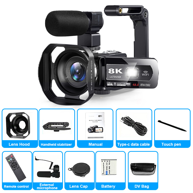 8K 18x Digital Zoom Camcorder 48MP 15FPS Vlogging Camera with IR