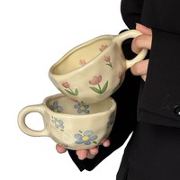Mug en céramique JUNVOY, design floral, style social media, 200 ml, café, lait, eau, usage domestique, anniversaire, remise de diplôme, nouvelle maison