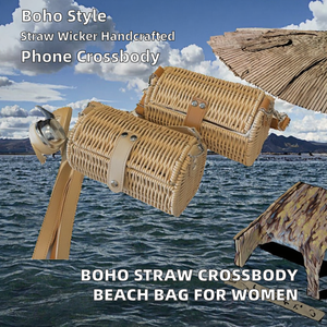 Bolso Bandolera de Mimbre de Ratán Estilo Boho de Lujo, Impermeable, Hecho a Mano, Elegante, para Playa o Festival, para Mujer - Product Image 1