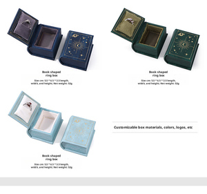 PandaPack - Caja de Anillos con Forma de Libro Estilo Retro Europeo, Funda de Cuero PU de Alta Gama con Tapa Magnética, Pequeña, Roja, con Logotipo Personalizado - Product Image 6