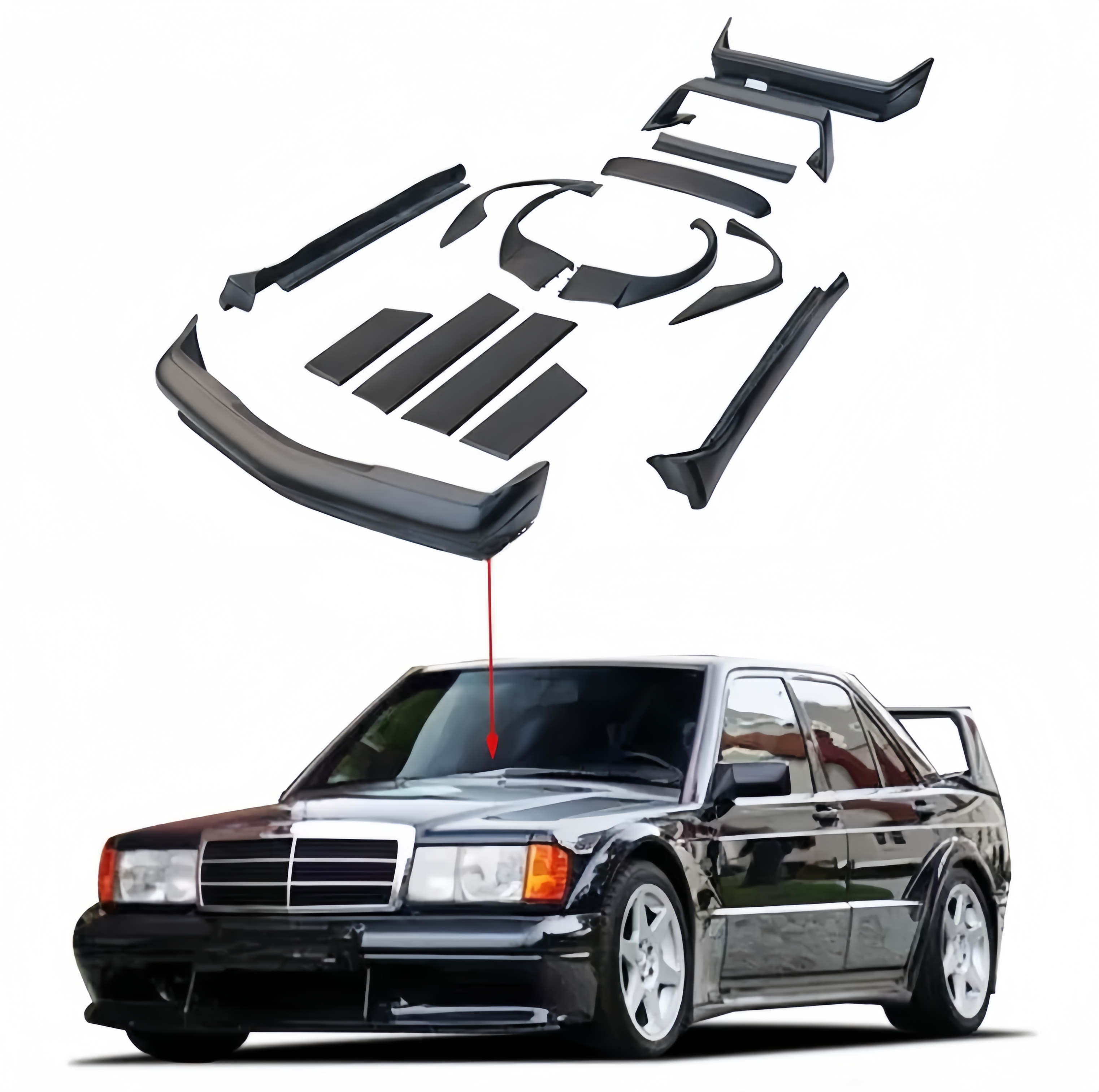 すべてのモデルの耐久性と堅牢性を備えたメルセデス190ボディキットを