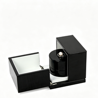 Boîte en bois personnalisée rectangulaire à double porte, laquée noire, magnétique, petite boîte de rangement en bois pour bague