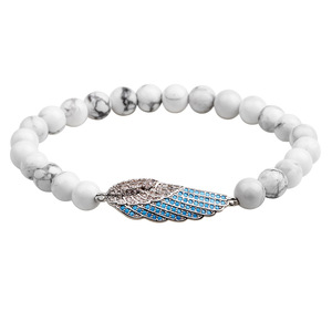 Pulsera de cuentas de ojo de tigre con dije de ala, aleación de cobre, joyería de moda, regalo para mujer - Product Image 3