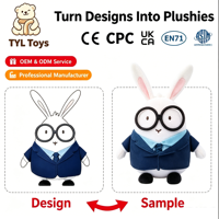 Peluche personnalisée OEM ODM, jouet en peluche court, lapin, canard, animal, mascotte, rembourrage en coton PP, CE CPC EN71, 3 ans+, faible MOQ