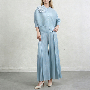 Conjunto Básico Holgado para Mujer, Top y Pantalón Plisado, <span class=keywords><strong>Ropa</strong></span> al por Mayor - Product Image 1