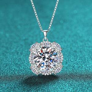 Collar de mujer de plata esterlina 925 diamante moissanita de corte brillante redondo de alta calidad al por mayor - Product Image 3