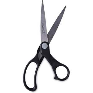 UNV92010 Universal de 8.5 Pulgadas Largo 3.75 pulgadas. Tijeras de Oficina Negras de Longitud Corta con Mango Desplazado, Tijeras de Papel de Acero Inoxidable - Product Image 2