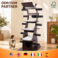[En stock] Tour pour chat marron, arbre à chat moderne pour chats d'intérieur avec poteau à gratter, condo d'escalade pour chat avec niche rembourrée