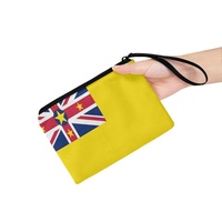 Dompet Koin Mini Berresleting dengan Cetakan Bendera Nasional Niue, Dompet Penyimpanan Poliester Ringan, untuk Penggunaan Sehari-hari & Perjalanan
