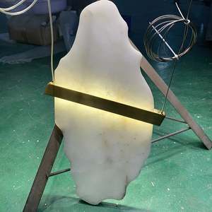 Lámpara Colgante Múltiple de Acero Inoxidable con Jade, Estilo Wabi Sabi Minimalista, para Comedor, Escalera, Proyectos de Hoteles de Lujo, Piedra Natural - Product Image 4