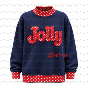 Felpa con Collo Alto per Bambini con Monogramma, Patchwork a Pois, Manica Lunga per Bambine, Pullover con Collo Alto - Product Image 3