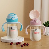 Tasse d'apprentissage pour bébé 300 ml en Tritan sans BPA, lavable, avec paille à bouton-poussoir, poignées, anti-fuite, biberon d'apprentissage pour tout-petit, compatible lave-vaisselle, Chine
