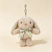 Porte-clés en peluche lapin moelleux avec nœud floral pour enfants, cadeaux d'anniversaire et décoration intérieure, porte-clés en peluche personnalisé