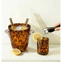 Verre à vin vintage en écaille de tortue, imprimé léopard, à fond épais, porte-bougie, vaisselle à thé
