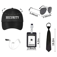 KBU7451 Disfraz de Guardaespaldas de Halloween de 5 Piezas, Sombrero, Insignia, Auriculares, Material de Poliéster, Unisex, para Adultos, Cosplay para Fiestas