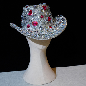 Chapeau de cow-boy en velours et strass pour <span class=keywords><strong>femme</strong></span>, avec accents argentés et roses, idéal pour les soirées <span class=keywords><strong>disco</strong></span>, les festivals, Halloween et les costumes. - Product Image 3